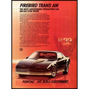 1984 Pontiac Firebird Trans Am Vintage Print Ad Front End Headlights Wall Art